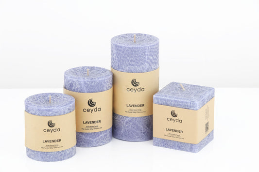 Lavender Scented Pillar Candle - Lavender Colour