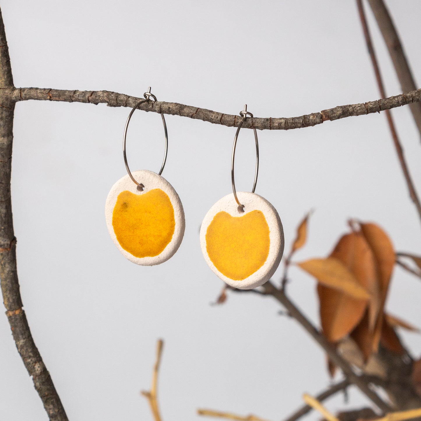 Ceramic Dangle Earrings - Yellow