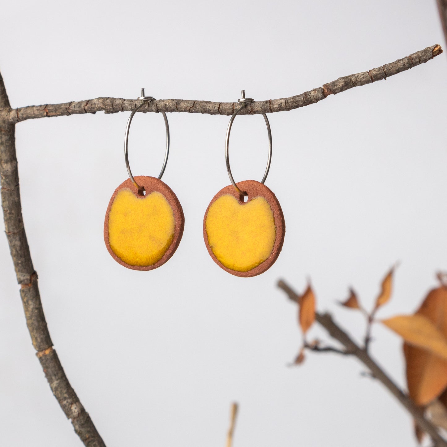 Ceramic Dangle Earrings - Yellow