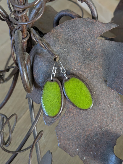 Ceramic Dangle Earrings- Green