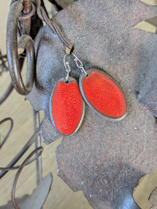 Ceramic Dangle Earrings- Red