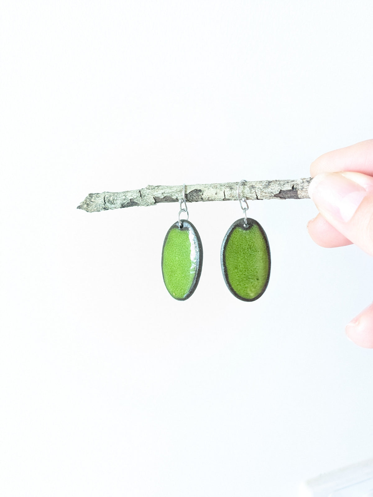 Ceramic Dangle Earrings- Green
