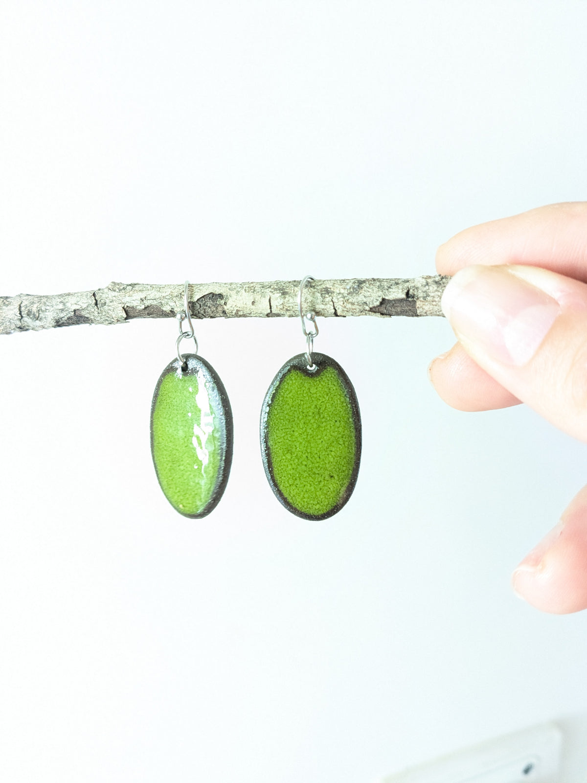 Ceramic Dangle Earrings- Green