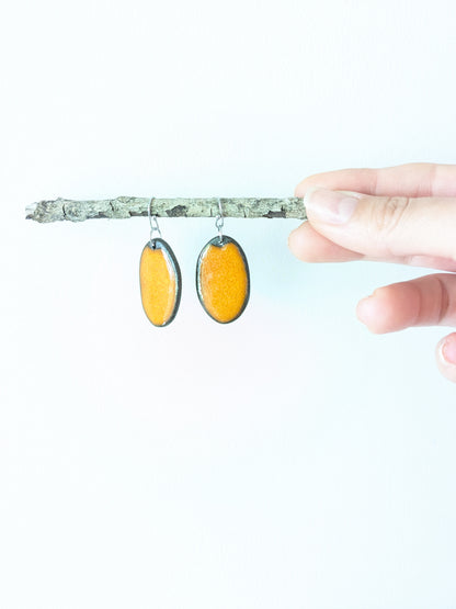 Ceramic Dangle Earrings-Orange