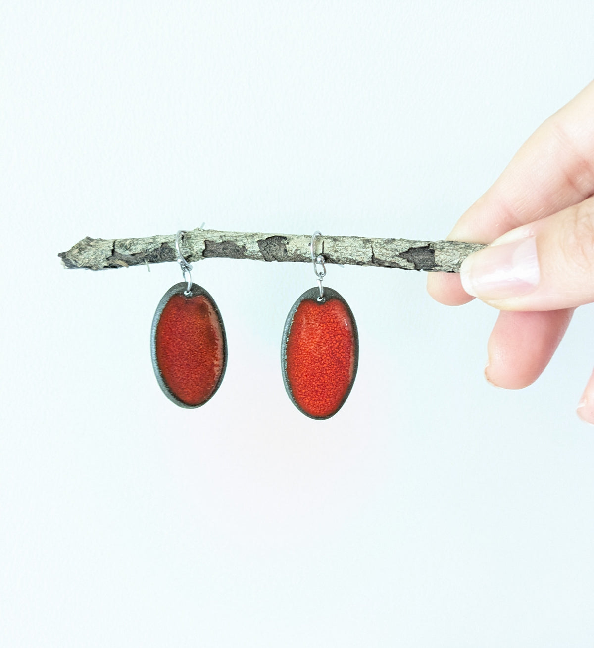 Ceramic Dangle Earrings- Red