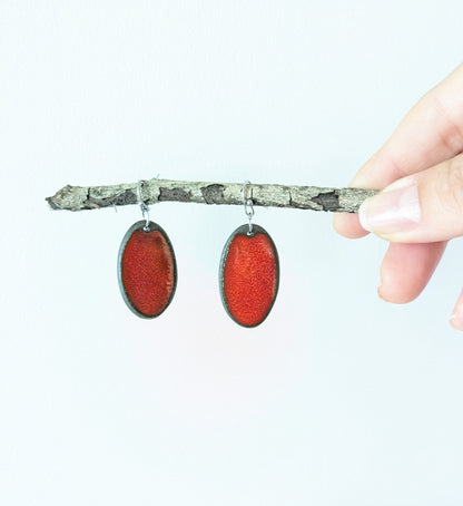 Ceramic Dangle Earrings- Red