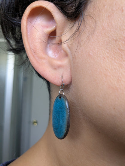 Ceramic Dangle Earrings- blue(Copy)