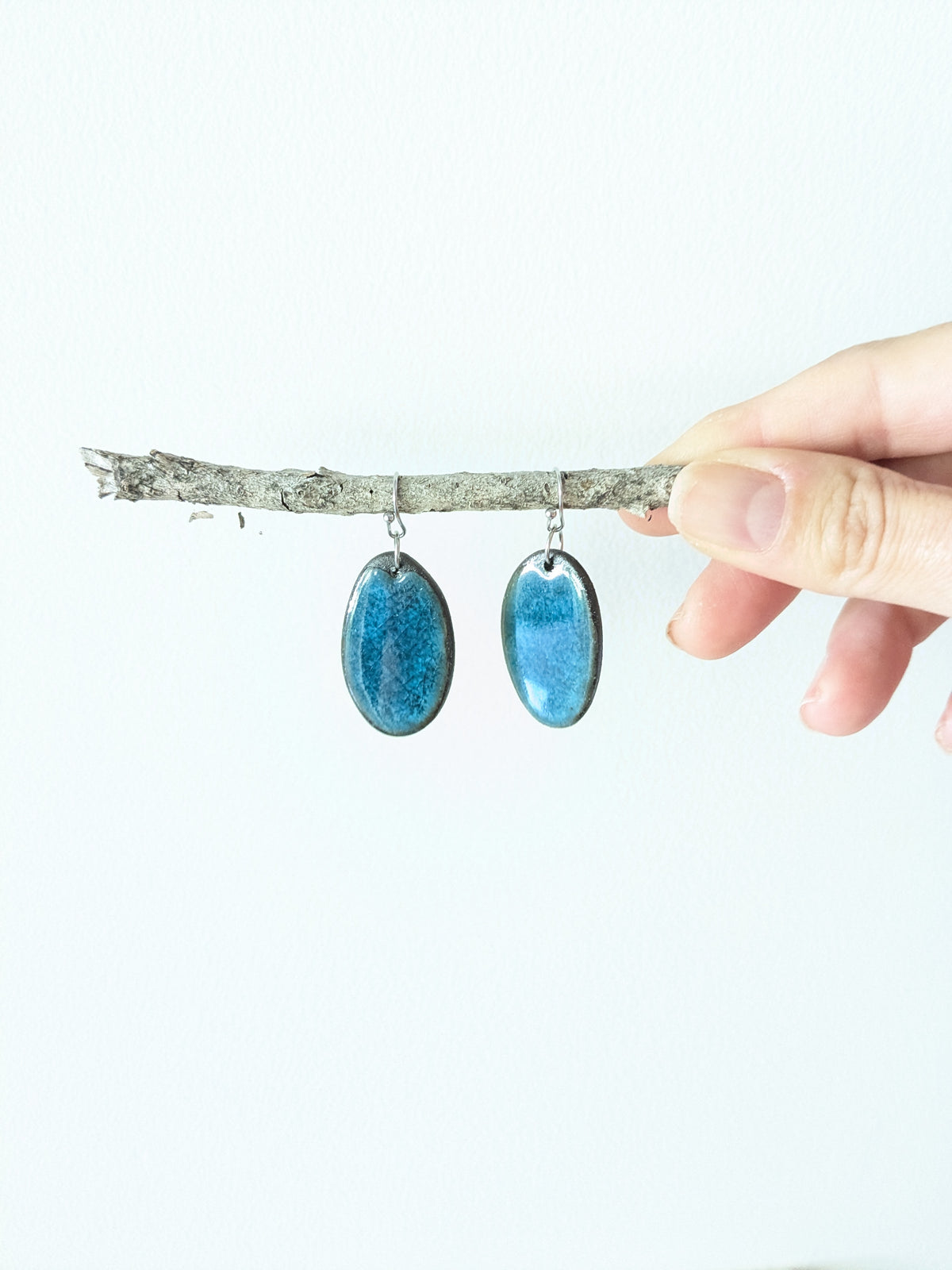 Ceramic Dangle Earrings- blue(Copy)