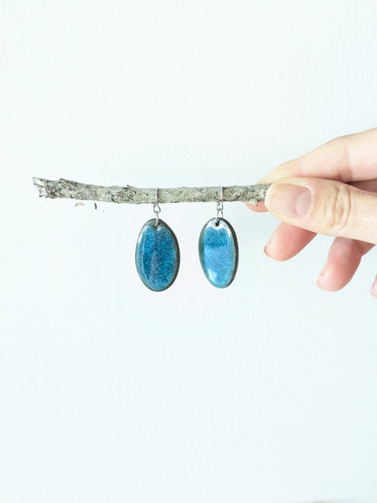 Ceramic Dangle Earrings- blue(Copy)