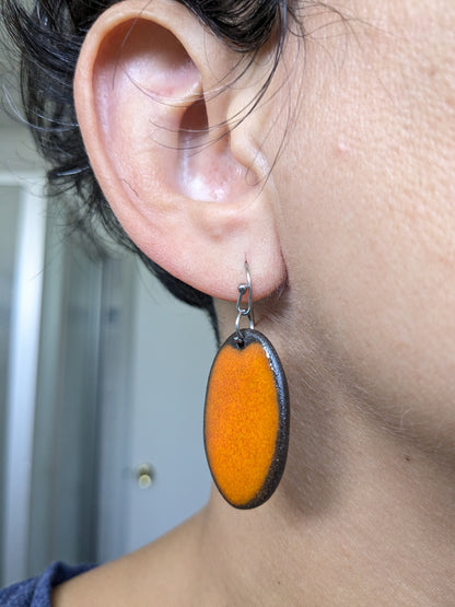 Ceramic Dangle Earrings-Orange