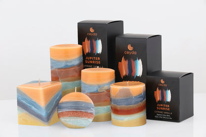 Jupiter Sunrise - Citrine Vanilla Scented Pillar Candle