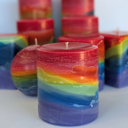 Dreamweaver - Musk Scented Rainbow Pillar Candle