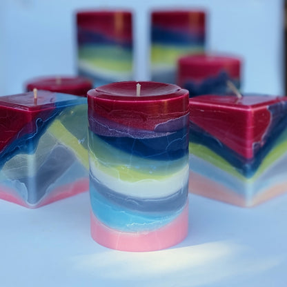 Sherbet Bomb -Lemongrass Scented Pillar Candles