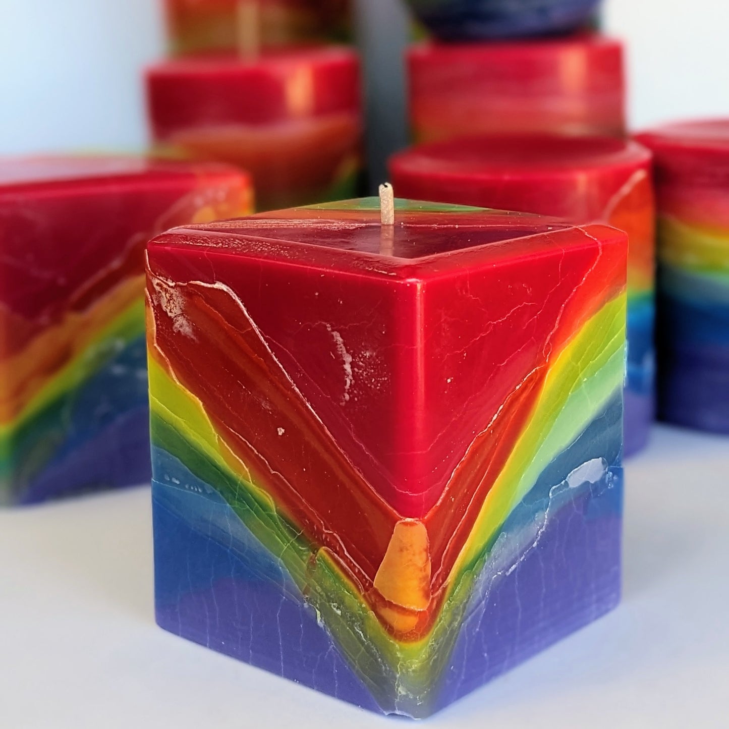 Dreamweaver - Musk Scented Rainbow Pillar Candle