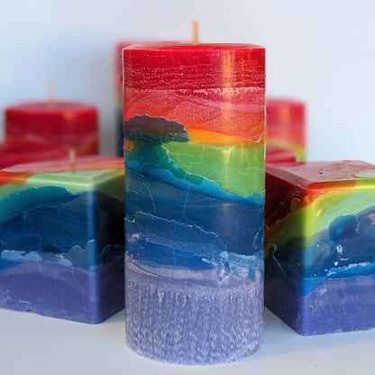 Dreamweaver - Musk Scented Rainbow Pillar Candle