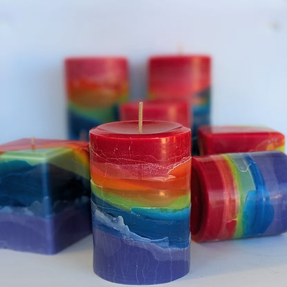 Dreamweaver - Musk Scented Rainbow Pillar Candle