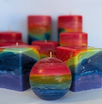 Dreamweaver - Musk Scented Rainbow Pillar Candle