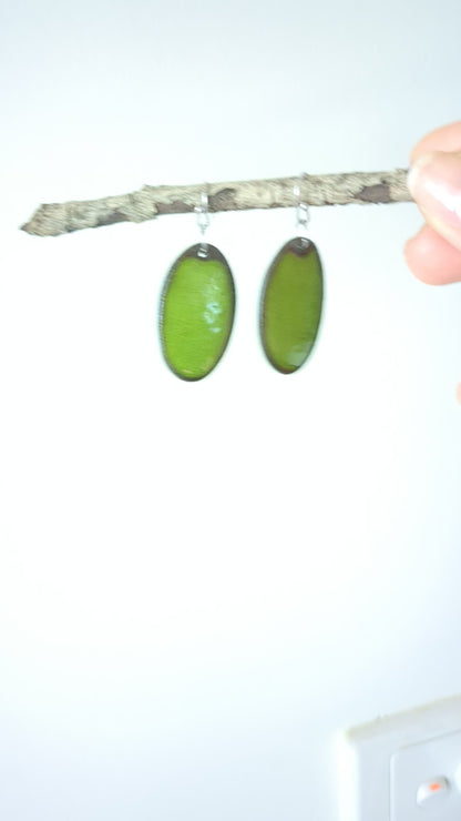 Ceramic Dangle Earrings- Green