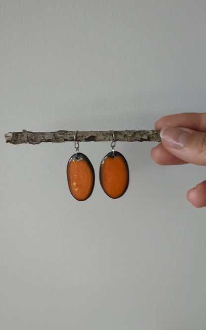 Ceramic Dangle Earrings-Orange