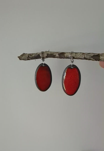 Ceramic Dangle Earrings- Red