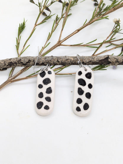 Ceramic Dangle Earrings - Polka Dot