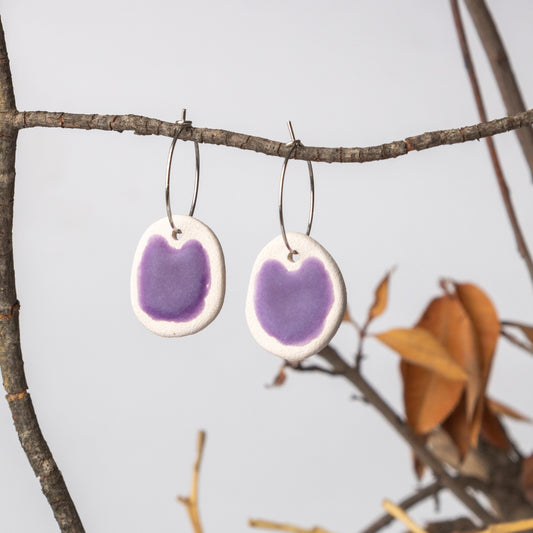 Ceramic Dangle Earrings - Purple