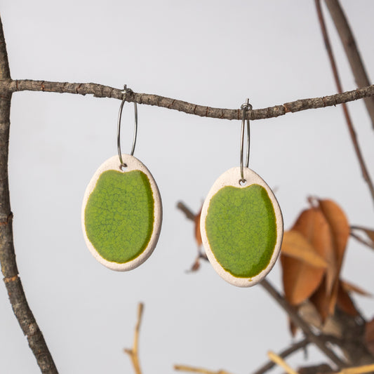 Ceramic Dangle Earrings- Green