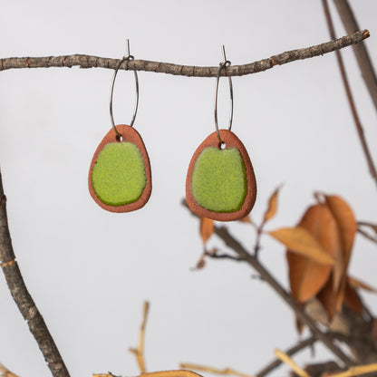 Ceramic Dangle Earrings- Green