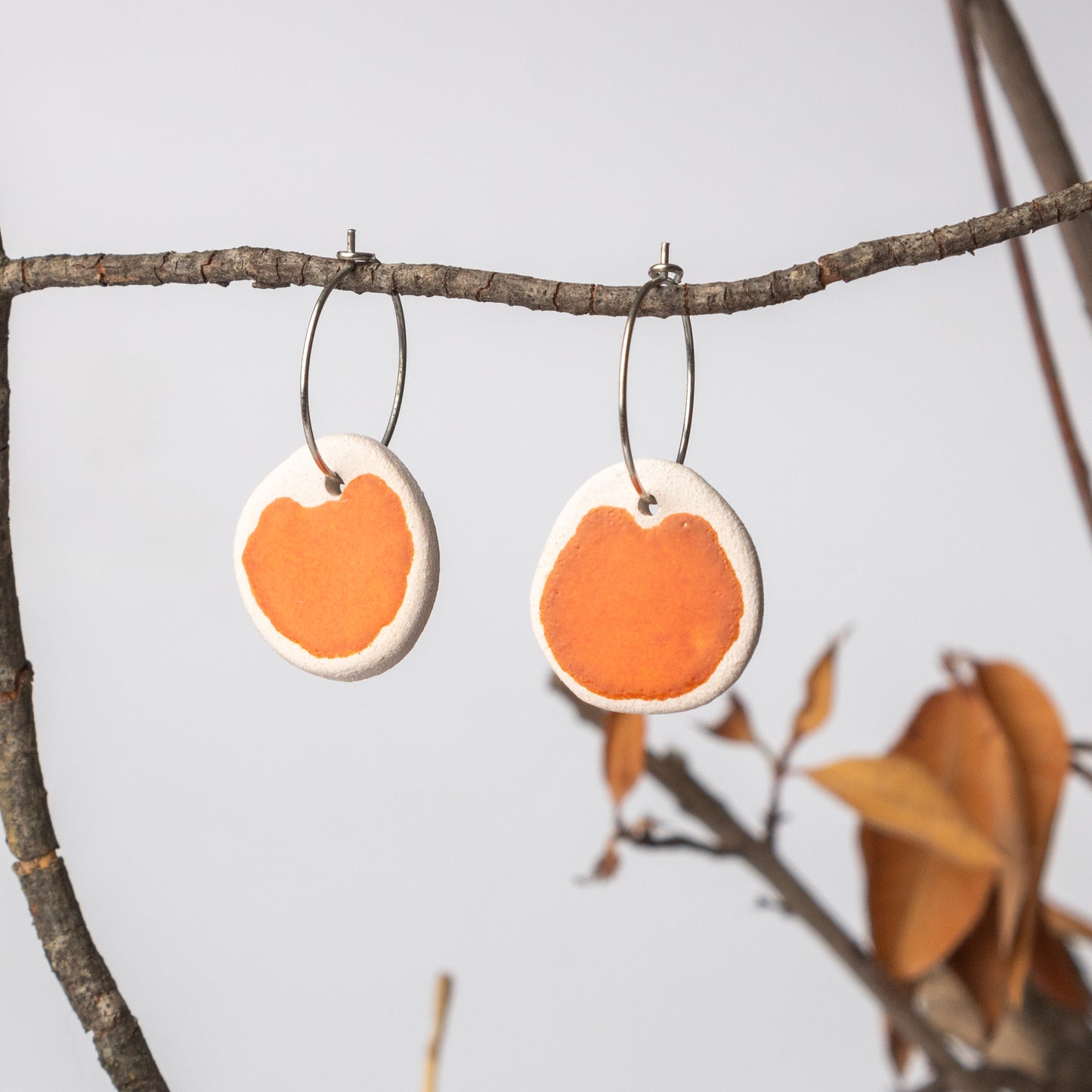 Ceramic Dangle Earrings- Orange