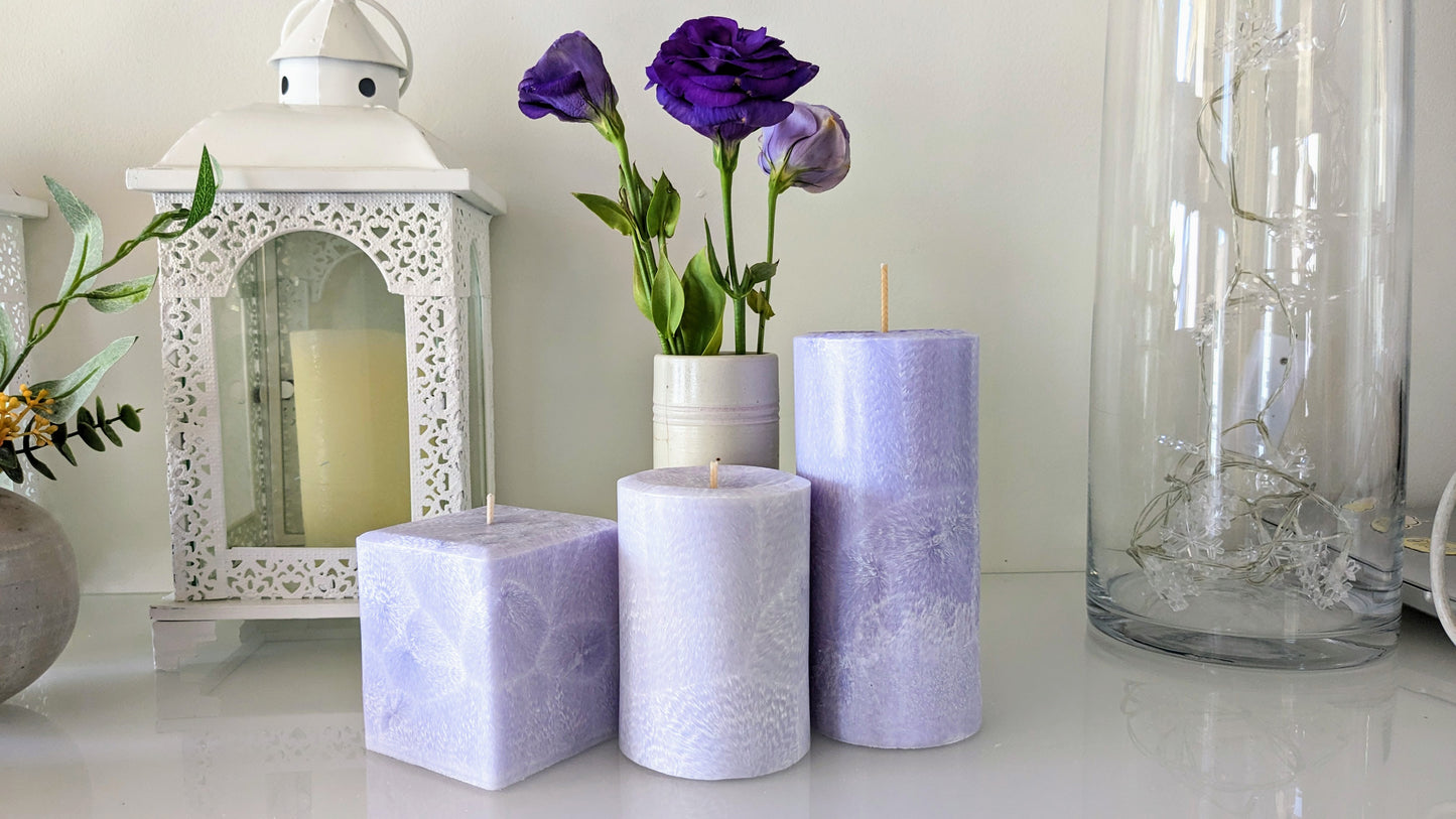 Lavender Scented Pillar Candle - Lavender Colour